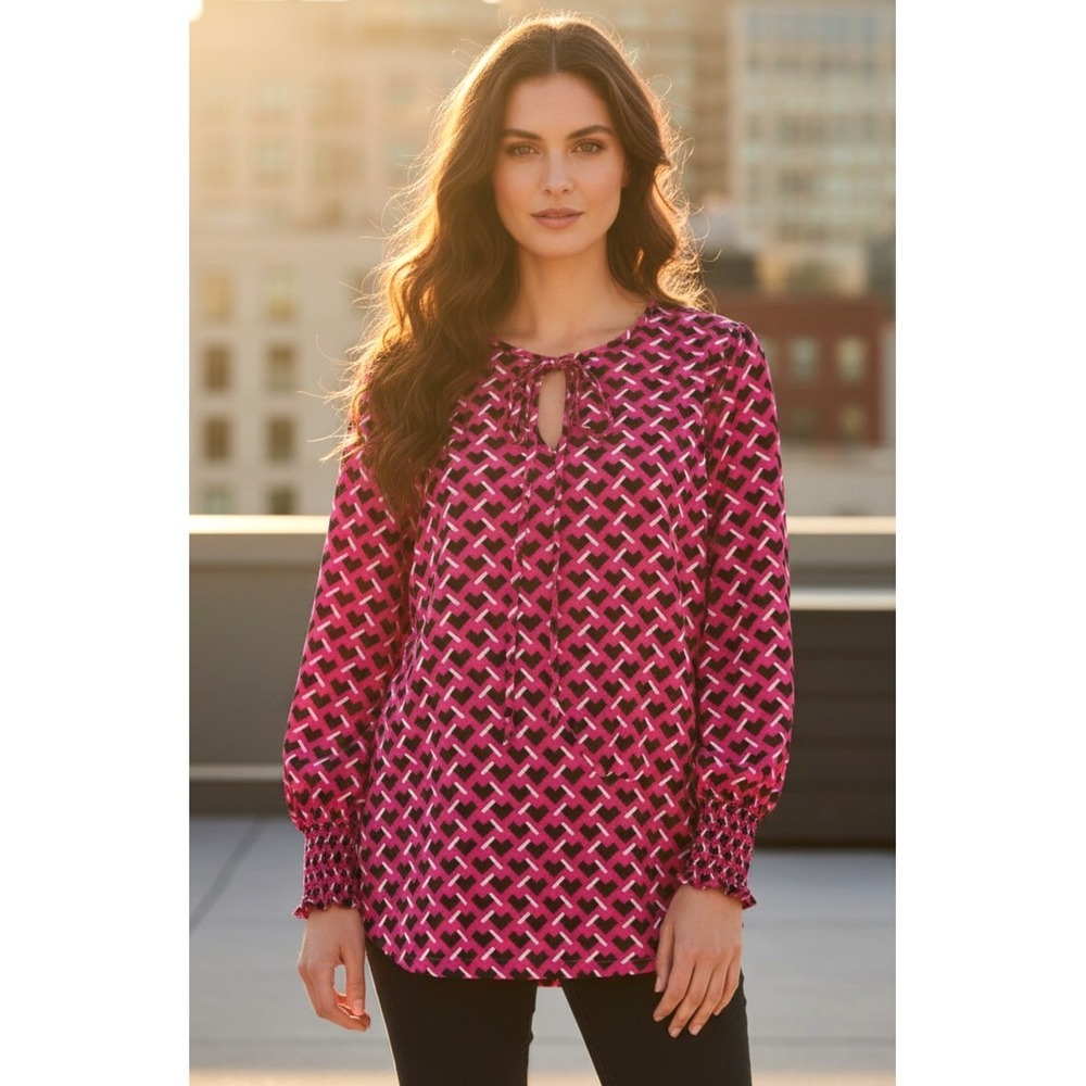 Fred David Women's Top Purple Black LS Knit Dopamine Art Retro‎ Indie Boho 2X 3X